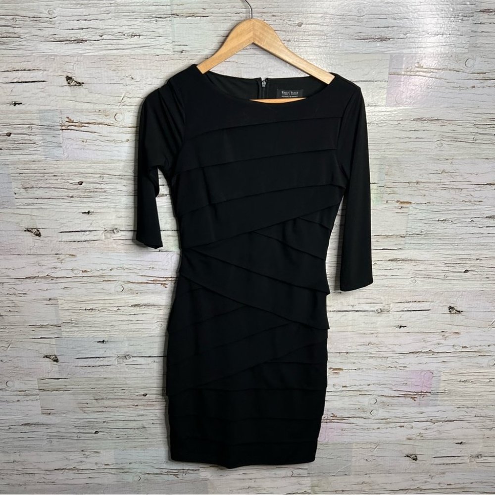 White House black market instantly slimming black ruffle dress size 6